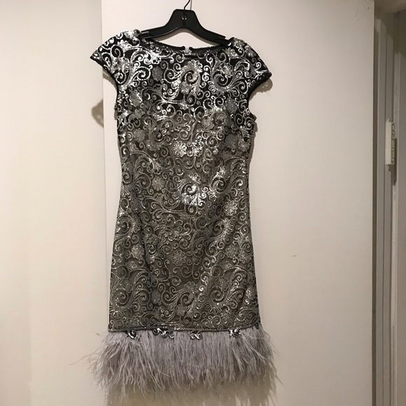 Marchesa Dresses & Skirts - Marchesa Notte Sequin Embellished Feather Dress